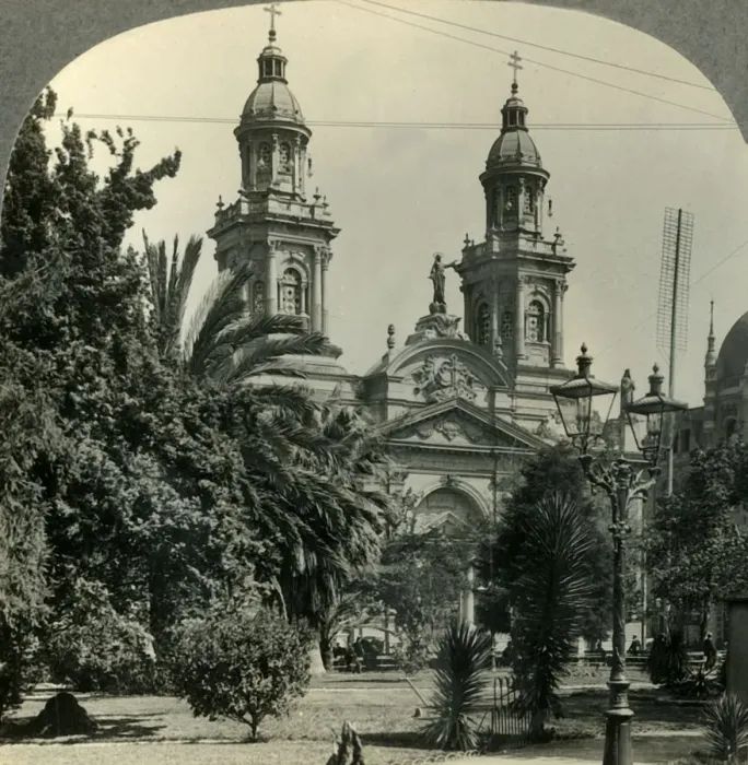 Framed Print : The Plaza de Armas and Cathedral, Santiago, Chile, c1930s. Creator: Unknown Framed Print : The Plaza de Armas and Cathedral, Santiago, Chile, c1930s. Creator: Unknown