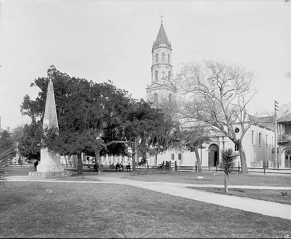 The Plaza [de la Constitucion], St. Augustine, c.(between 1880 and 1897). Creator: William H. Jackson