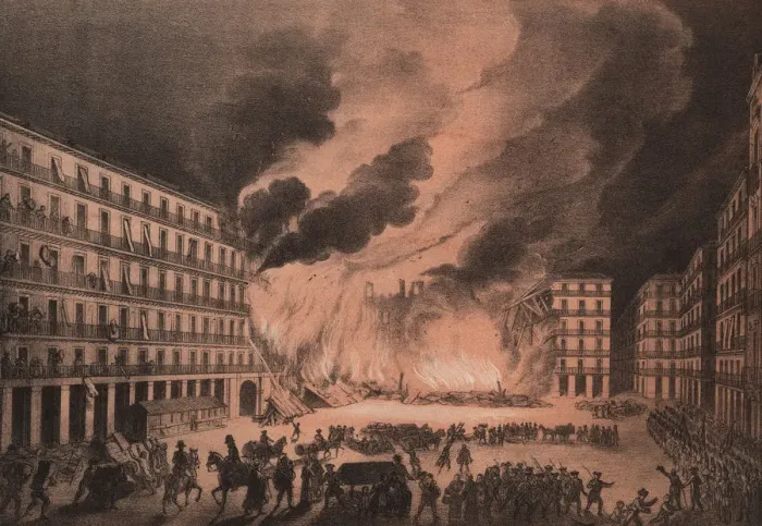 Framed Print : Plaza Mayor of Madrid on the night of August 16, 1790 when it was destroyed by fire Framed Print : Plaza Mayor of Madrid on the night of August 16, 1790 when it was destroyed by fire