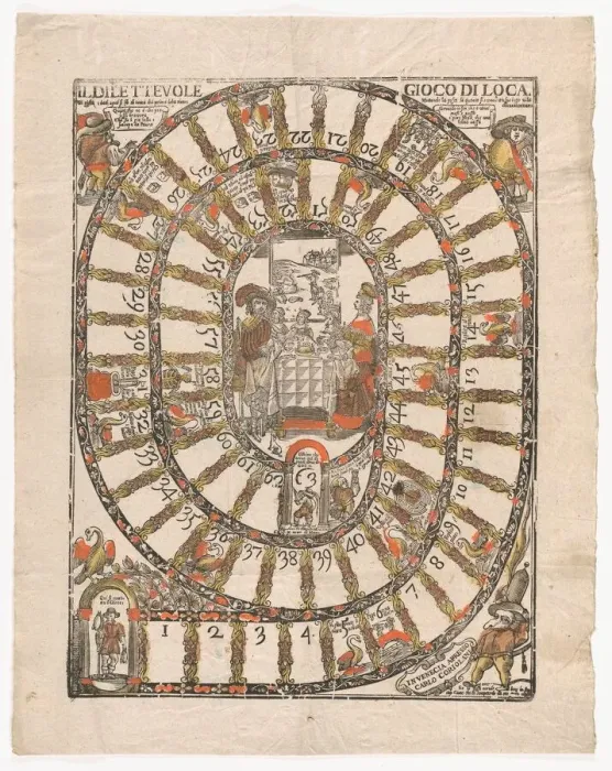 Framed Print : The Pleasant Game of the Goose (Il Dilettevole... After 1640 (probably printed later 17th century). Creator: Anon Framed Print : The Pleasant Game of the Goose (Il Dilettevole... After 1640 (probably printed later 17th century). Creator: Anon