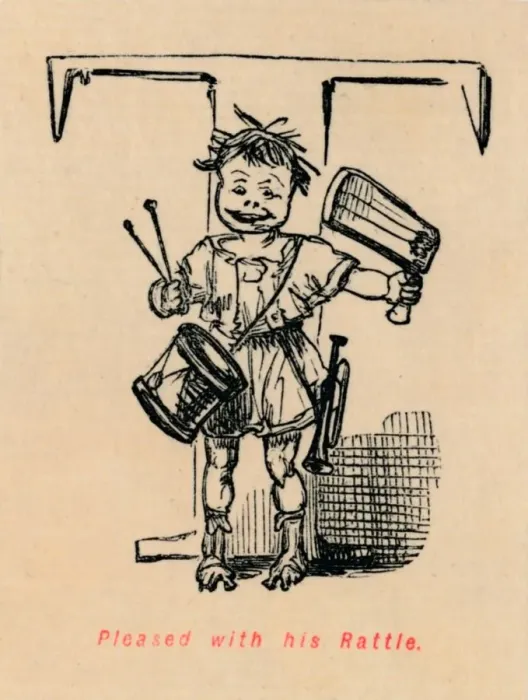 Framed Print : Pleased with his Rattle, 1852. Artist: John Leech Framed Print : Pleased with his Rattle, 1852. Artist: John Leech