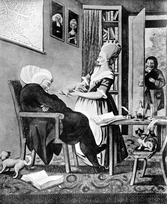 Framed Print : A Pleasing Method of Rouzing the Doctor or a Thythe Pig No Bad Sight. 1770 Framed Print : A Pleasing Method of Rouzing the Doctor or a Thythe Pig No Bad Sight. 1770