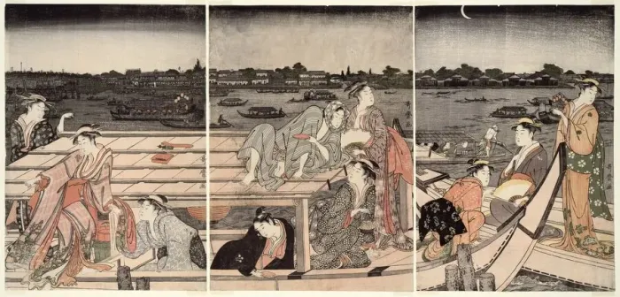 Framed Print : Pleasure-Boating on the Sumida River, Japan, 1788 / 90. Creator: Kitagawa Utamaro