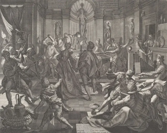 Framed Print : A Pleasure House, 1588. Creator: Johann Sadeler I Framed Print : A Pleasure House, 1588. Creator: Johann Sadeler I