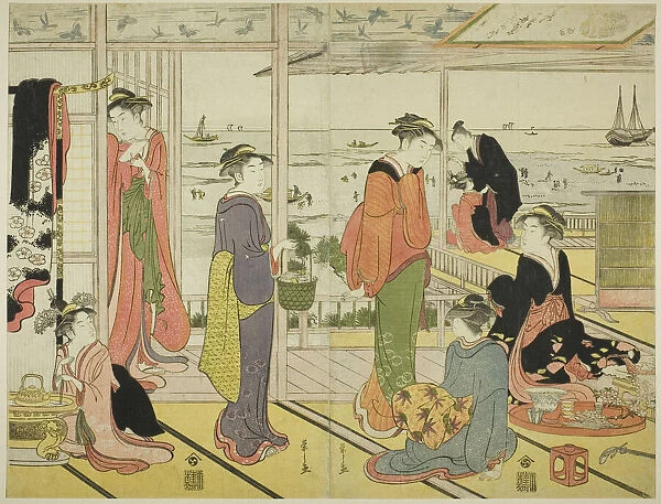 In a Pleasure House in Shinagawa (Shinagawa no rojo), late 18th-early 19th century. Creator: Hosoda Eishi
