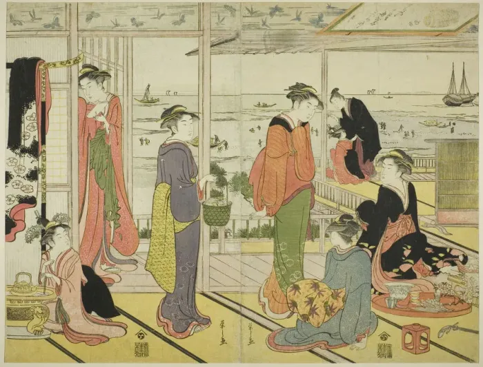 Framed Print : In a Pleasure House in Shinagawa (Shinagawa no rojo), late 18th-early 19th century. Creator: Hosoda Eishi Framed Print : In a Pleasure House in Shinagawa (Shinagawa no rojo), late 18th-early 19th century. Creator: Hosoda Eishi