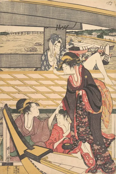 Framed Print : Pleasure Parties in Boats on the Sumida River under the Ryogoku Bridge, ca. 1796 Framed Print : Pleasure Parties in Boats on the Sumida River under the Ryogoku Bridge, ca. 1796