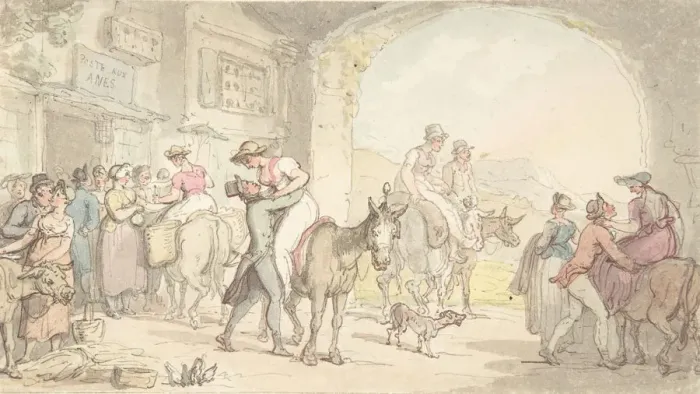 Framed Print : Pleasure of a Poste aux Anes, from Sentimental Travels, ca. 1821