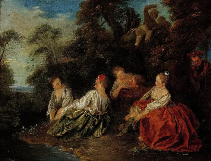 Framed Print : The pleasures of bathing. Creator: Jean-Baptiste Pater Framed Print : The pleasures of bathing. Creator: Jean-Baptiste Pater