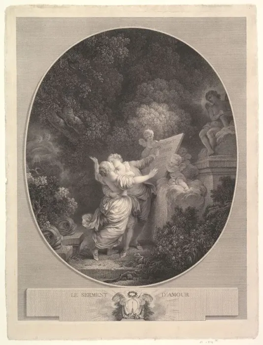 Framed Print : The Pledge of Love, 1786. Creator: Jean Mathieu Framed Print : The Pledge of Love, 1786. Creator: Jean Mathieu