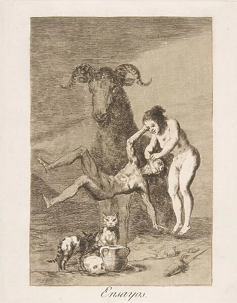 Pllate 60 from Los Caprichos': Trials (Ensayos.), 1799. Creator: Francisco Goya