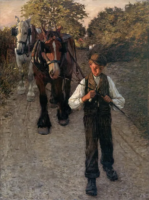 Framed Print : The Plough Boy, ex. 1900. Creator: Henry Herbert la Thangue Framed Print : The Plough Boy, ex. 1900. Creator: Henry Herbert la Thangue