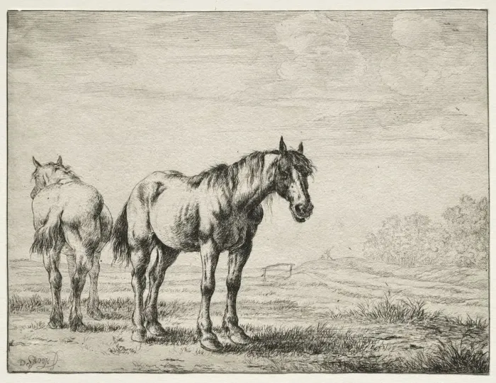 Framed Print : Two plough horses. Creator: Dirck Stoop (Dutch, c. 1618-1681) Framed Print : Two plough horses. Creator: Dirck Stoop (Dutch, c. 1618-1681)