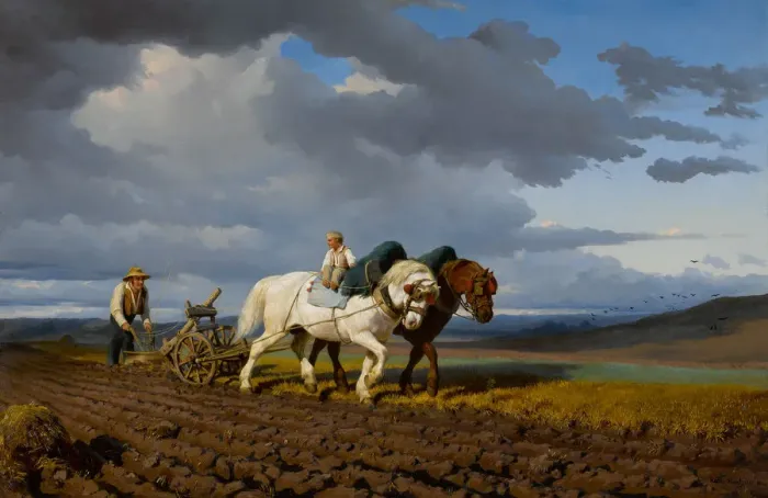Framed Print : The Ploughing, 1844. Creator: Bonheur, Rosalie (Rosa) (1822-1899) Framed Print : The Ploughing, 1844. Creator: Bonheur, Rosalie (Rosa) (1822-1899)