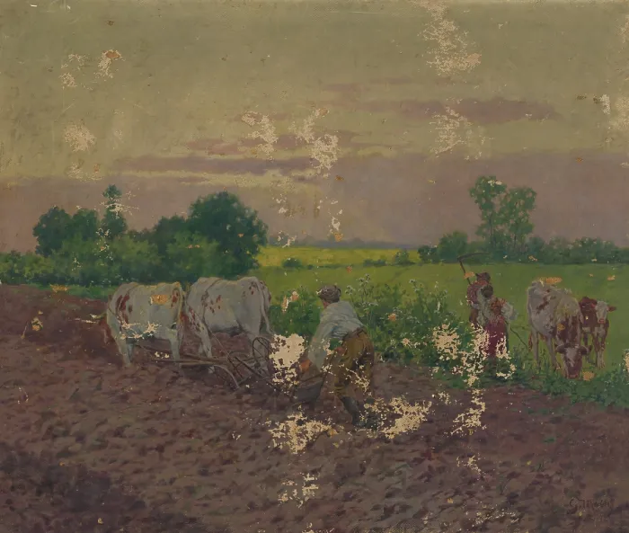 Framed Print : Ploughing, around 1906. Creator: Gustav Mally Framed Print : Ploughing, around 1906. Creator: Gustav Mally