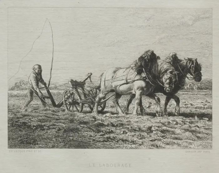 Framed Print : Ploughing. Creator: Charles-Emile Jacque (French, 1813-1894) Framed Print : Ploughing. Creator: Charles-Emile Jacque (French, 1813-1894)