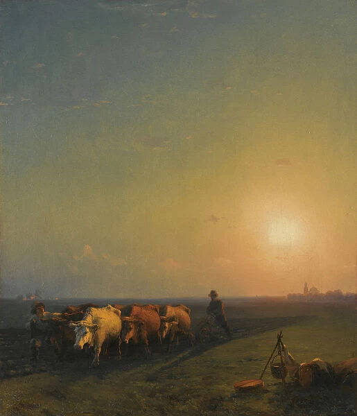 Ploughing the fields, Crimea, 1865. Artist: Aivazovsky, Ivan Konstantinovich (1817-1900)