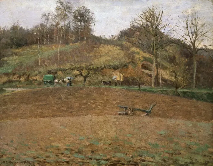 Framed Print : Ploughland, 1874. Artist: Camille Pissarro Framed Print : Ploughland, 1874. Artist: Camille Pissarro