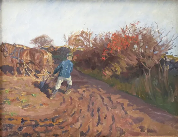 Framed Print : The Ploughman Turns, 1898-1902. Creator: Peter Hansen Framed Print : The Ploughman Turns, 1898-1902. Creator: Peter Hansen