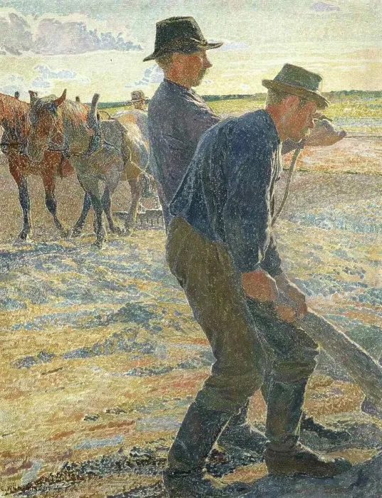 Framed Print : Ploughmen, 1907. Creator: Carl Wilhelmson Framed Print : Ploughmen, 1907. Creator: Carl Wilhelmson