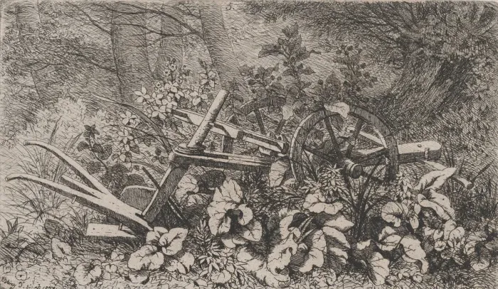 Framed Print : The Plow with Burdock Plants, 1858. Creator: Eugene Blery Framed Print : The Plow with Burdock Plants, 1858. Creator: Eugene Blery