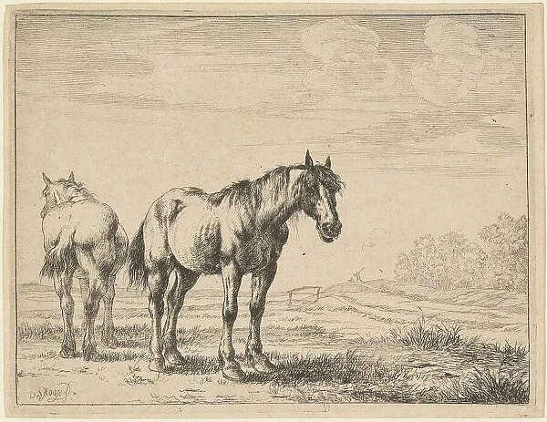 Two Plow Horses Standing in a Field, 1651. Creator: Dirck Stoop