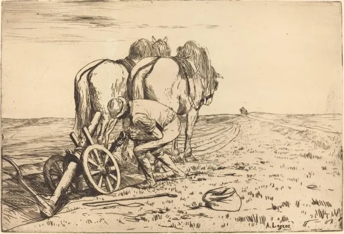 Framed Print : The Plow (La charrue). Creator: Alphonse Legros Framed Print : The Plow (La charrue). Creator: Alphonse Legros