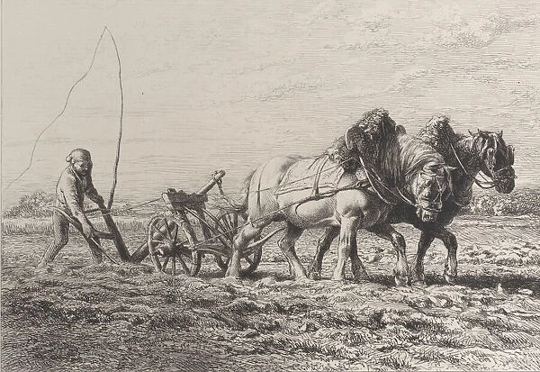 Plowing, 1864. Creator: Charles Emile Jacque