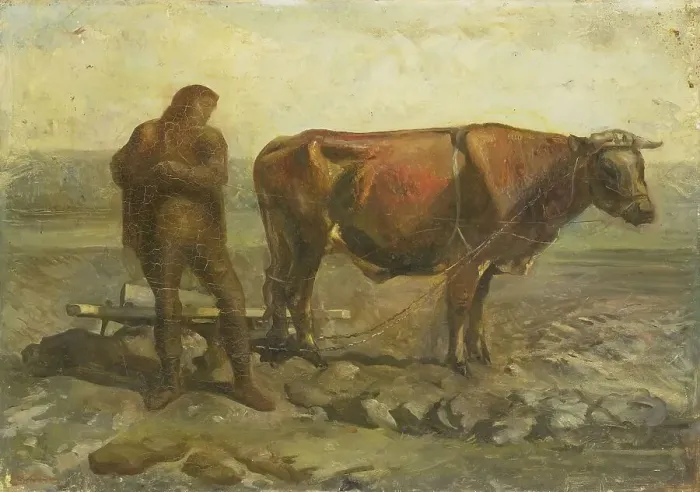 Framed Print : Plowing Peasant, c.1905. Creator: Willem van Konijnenburg Framed Print : Plowing Peasant, c.1905. Creator: Willem van Konijnenburg
