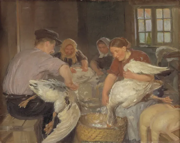 Framed Print : Plucking the Geese, 1904. Creator: Anna Kirstine Ancher Framed Print : Plucking the Geese, 1904. Creator: Anna Kirstine Ancher