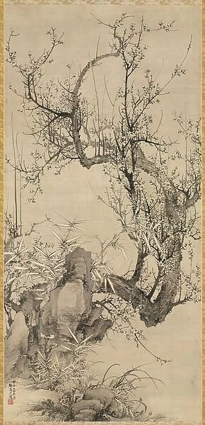 Plums, Bamboo, and Orchid, 1834. Creator: Yamamoto Baiitsu (Japanese, 1783-1856)