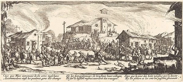 Plundering and Burning a Village, c. 1633. Creator: Jacques Callot