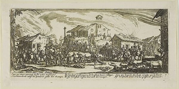 Plundering and Burning a Village, plate seven from The Large Miseries of War, n.d. Creator: Gerard van Schagen