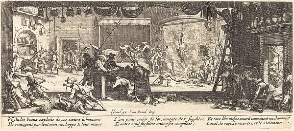 Plundering a Large Farmhouse, c. 1633. Creator: Jacques Callot