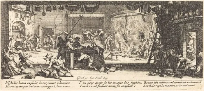 Framed Print : Plundering a Large Farmhouse, c. 1633. Creator: Jacques Callot Framed Print : Plundering a Large Farmhouse, c. 1633. Creator: Jacques Callot