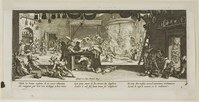 Framed Print : Plundering a Large Farmhouse, plate five from The Large Miseries of War, n.d. Creator: Gerard van Schagen Framed Print : Plundering a Large Farmhouse, plate five from The Large Miseries of War, n.d. Creator: Gerard van Schagen