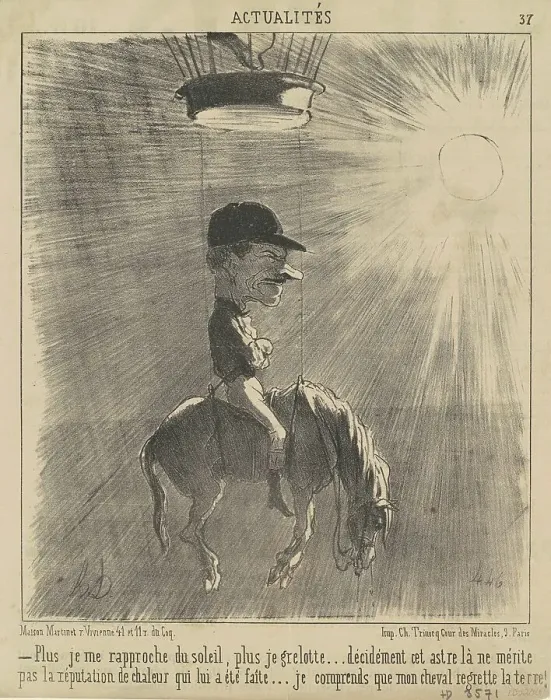 Framed Print : Plus je me rapproche du soleil... 19th century. Creator: Honore Daumier