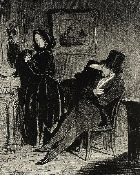 Plus souvent que je te conduirai...au bal.. 1845. Creator: Honore Daumier