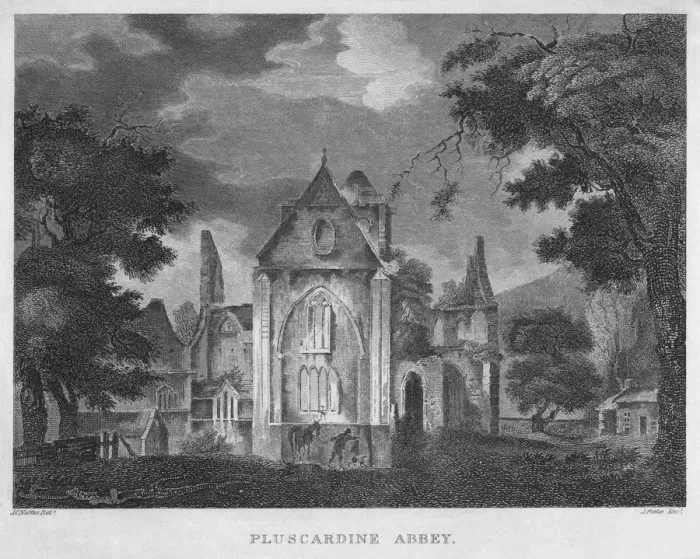Framed Print : Pluscardine Abbey, 1804. Artist: James Fittler Framed Print : Pluscardine Abbey, 1804. Artist: James Fittler