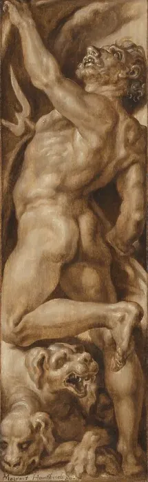 Framed Print : Pluto and Cerberus, c.1555. Creator: Maerten van Heemskerck Framed Print : Pluto and Cerberus, c.1555. Creator: Maerten van Heemskerck