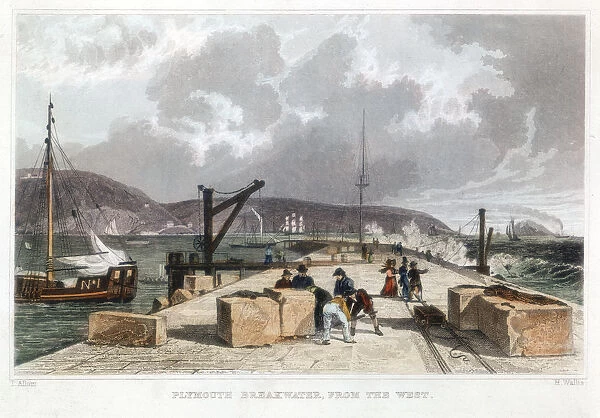 Plymouth Breakwater from the West, 1829. Artist: Thomas Allom