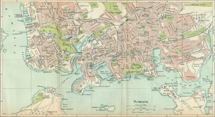 Framed Print : Plymouth, c20th Century. Artist: John Bartholomew Framed Print : Plymouth, c20th Century. Artist: John Bartholomew