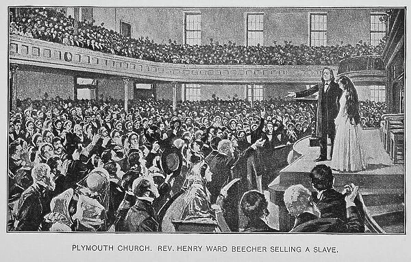 Plymouth Church. Rev. Henry Ward Beecher selling a slave, 1897. Creator: Unknown