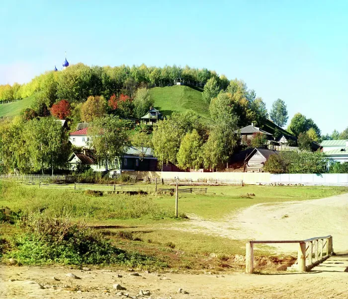Framed Print : Plyos: view of the city with its main cathedral, 1910. Creator: Sergey Mikhaylovich Prokudin-Gorsky Framed Print : Plyos: view of the city with its main cathedral, 1910. Creator: Sergey Mikhaylovich Prokudin-Gorsky