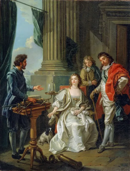Framed Print : Pneumatic Experiment, 1777. Artist: Amedee van Loo Framed Print : Pneumatic Experiment, 1777. Artist: Amedee van Loo