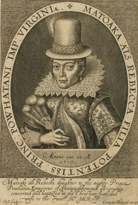 Framed Print : Pocahontas, 1616. Creator: Passe, Simon de (um 1595-1647)