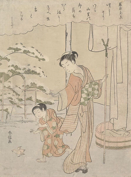 Poem by Fujiwara no Motozane (ca. 860) from the Series Thirty-Six Poets, ca. 1768. ca