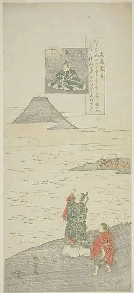 Poem by Otomo no Kuronushi, from the series 'Six Famous Poets (Rokkasen)', c