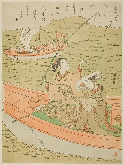 Framed Print : Poem by Sangi Takamura (Ono no Takamura), from an untitled series of One Hundred...c. 1767 / 68. Creator: Suzuki Harunobu Framed Print : Poem by Sangi Takamura (Ono no Takamura), from an untitled series of One Hundred...c. 1767 / 68. Creator: Suzuki Harunobu