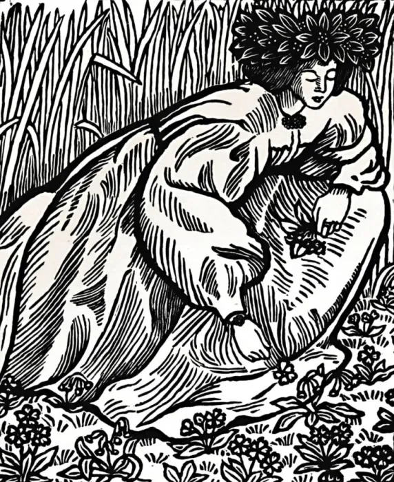Framed Print : The Poems of Ronsard. Original Woodcut, 1902, (1923). Artist: Lucien Pissarro Framed Print : The Poems of Ronsard. Original Woodcut, 1902, (1923). Artist: Lucien Pissarro
